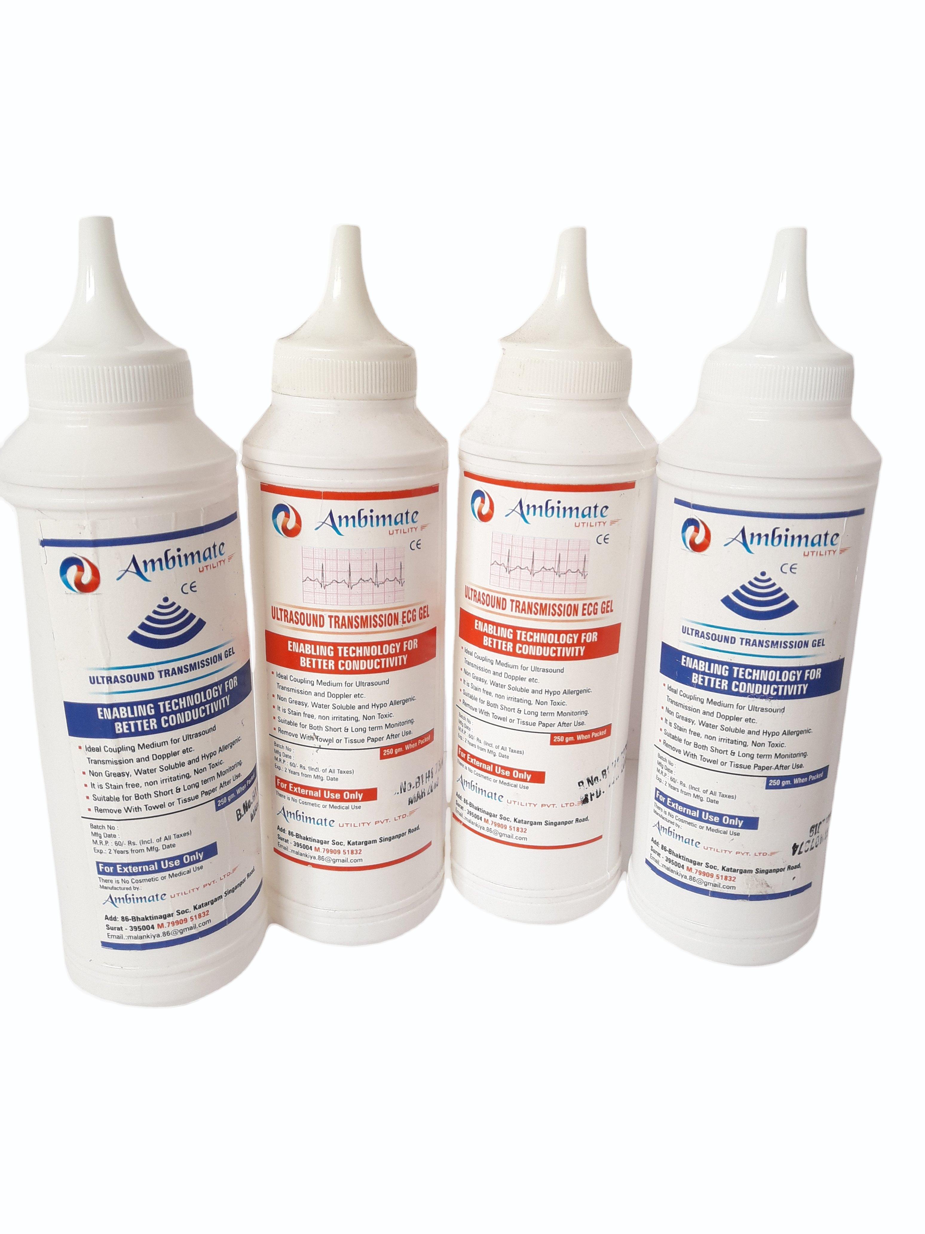 Ambimate ultrasound and ECG gel bottles